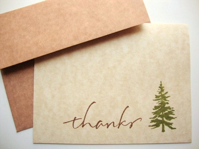 Rustic Thank You Cards Woodland Pine Trees Thanks
