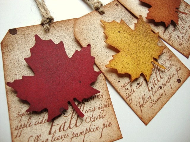 Autumn Leaves Gift Tags Rustic Fall Thanksgiving
