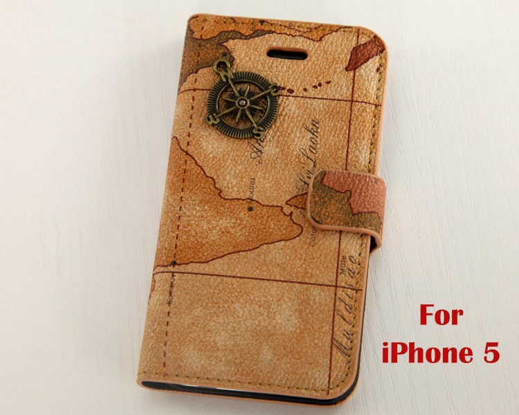 Iphone 5 Case, vintage map iphone 5 case, world map pu leather iPhone 5 Case, case for iphone 5