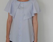 Upcycled man's shirt baby blue tunic - US 6 / EU 38