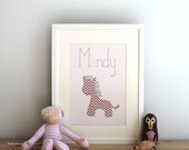 Custom child's name bedroom/nursery zebra print
