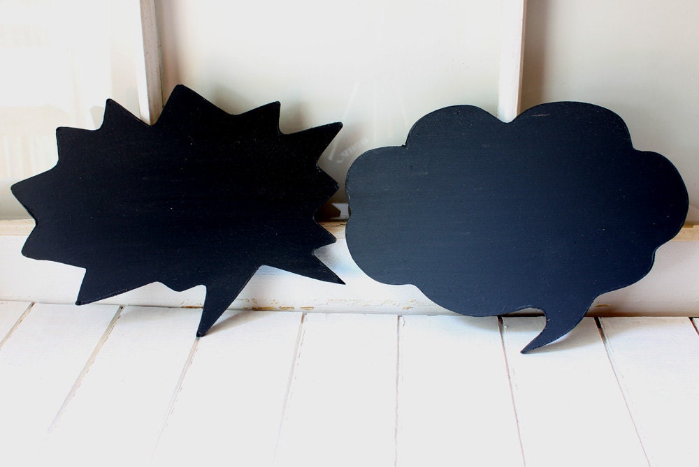 2 Large Chalkboard Speech Bubbles made from 1/4 inch MDF Perfect For Weddings, Photo Booth Props and more