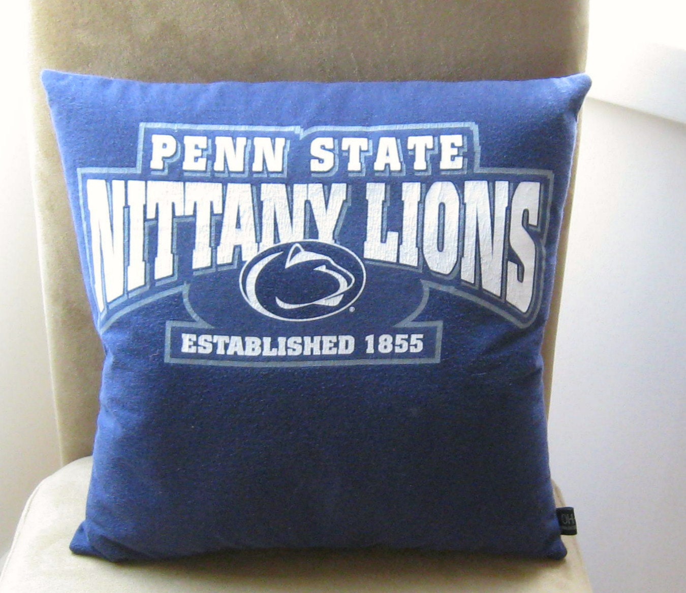Penn State T Shirt Pillow / Navy Blue White / Recycled / Home Decor / Gift for Him Her / Throw Pillow / Cotton / Soft / Fun / by ohzie