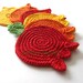 Crochet Coasters Yellow Orange Red Tulips Mix . Spring Decor Beverage Drink Decor Crochet Garden Collection - Set of 6 - Made to order