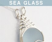 Ice Blue English Sea Glass Pendant