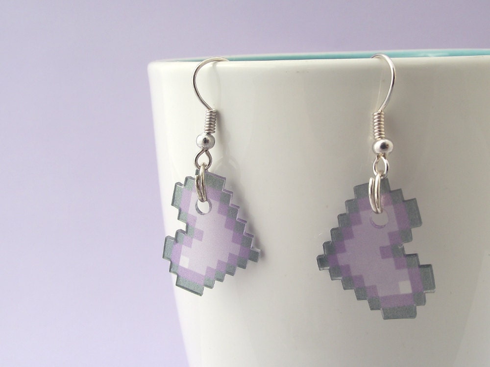 Pixelated Purple Heart Earrings