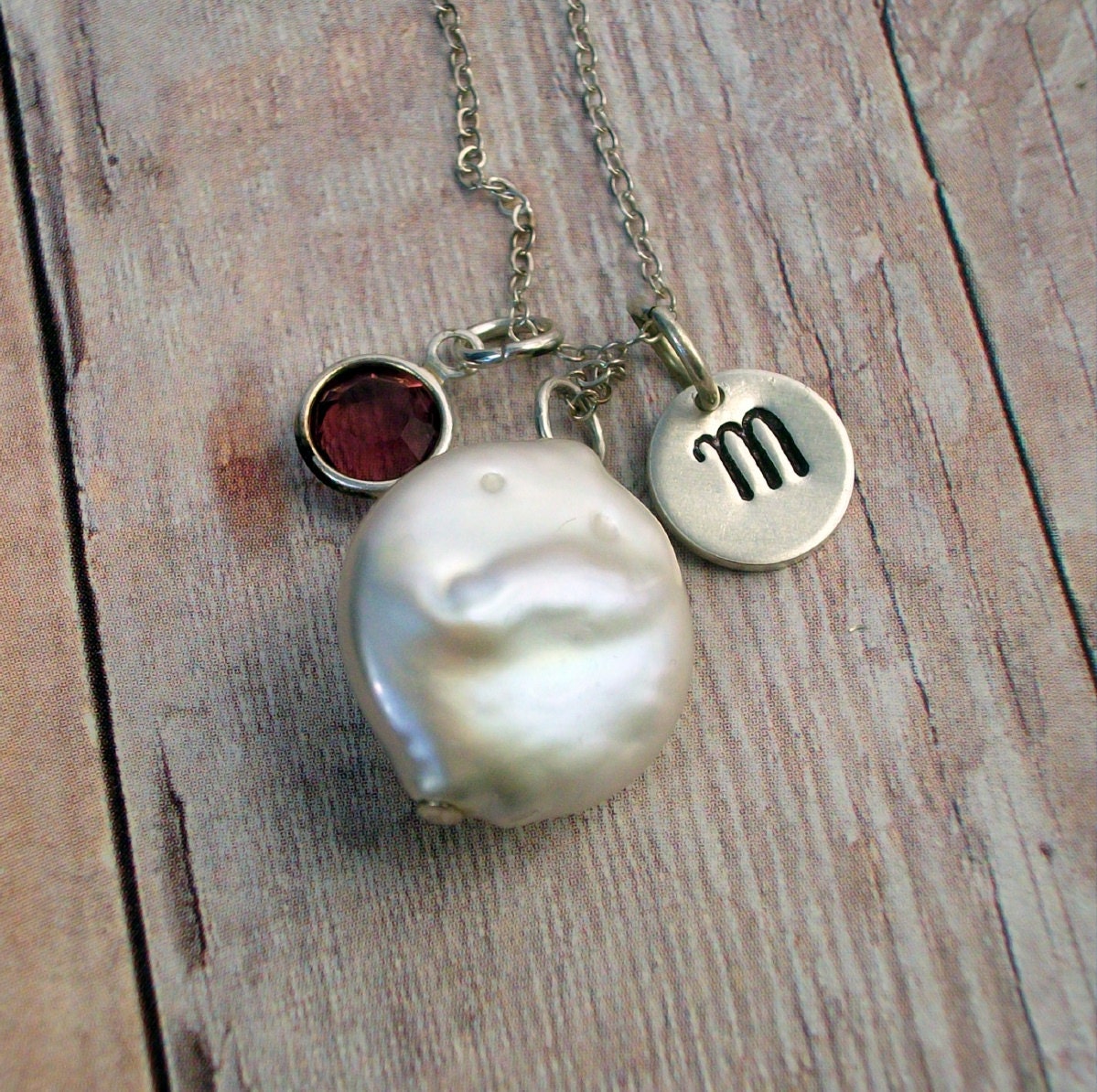 AWESOME MOTHERS DAY Gift, Personalized Pearl Necklace, Birthstone Necklace, Coin Pearl Necklace