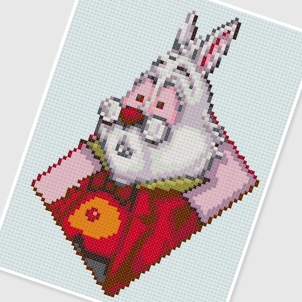 PDF Cross Stitch pattern - 0258.White Rabbit (Alice in Wonderland) - INSTANT DOWNLOAD