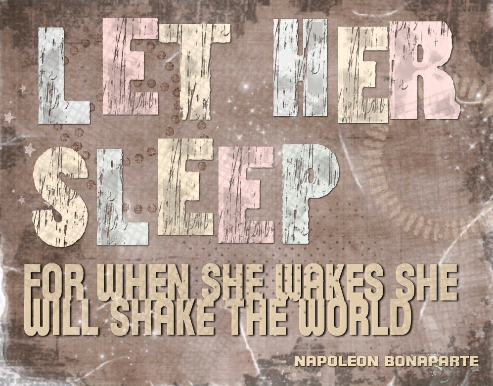 Let Her Sleep Contemporary 11x14 WORD ART PRINTS Motivational When she wakes she will shake the world