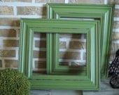 FREE BURLAP PRINT - with Wide Distressed Frame Solid Wood - Eden Green - 8 x 10