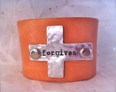 Limited Supply-Hammered Sideways Cross Leather Cuff