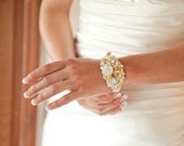 Wedding cuff - bridal bracelet - wedding bracelet - statement cuff - repurposed vintage collage bracelet - statement cuff MADE TO ORDER