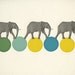 Travelling Elephants - Animal art, retro circus print, nursery wall art, kids room, baby decor, whimsical art 7x9" collage print
