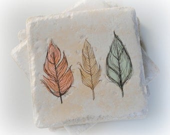 Feather coasters set of 4 Italian Stone Coasters