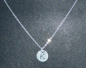 5 Individual Sterling Silver Bridesmaid's Single Initial disc necklaces
