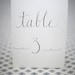 Wedding Reception Table Numbers Black Ink Hand Written with lowercase scripted font