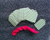 40 Christmas Craft paper gift tags with green stripes and red strings