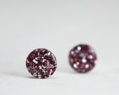 super tiny circle post earrings in pink - dot post earrings - sterling silver jewelry for her