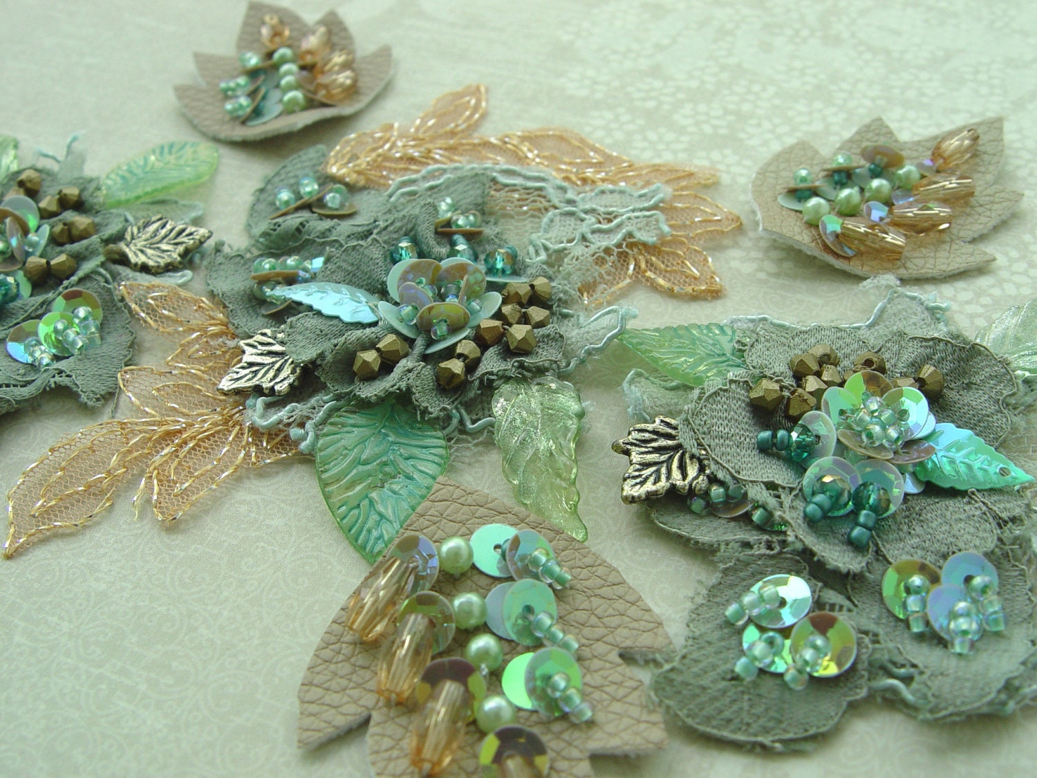Green/Orange Lace Applique
