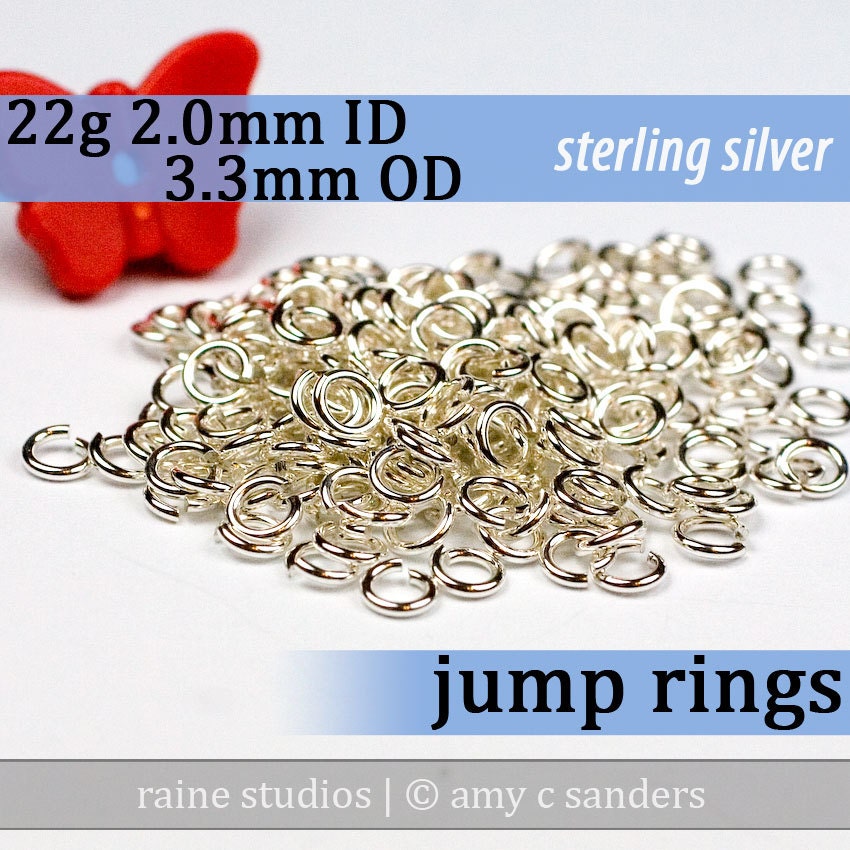 69 pcs 22g 2.0mm ID 3.3mm OD 1/16 troy oz sterling silver 925 jump rings 22g2.00 open jumprings jewelry findings supplies links