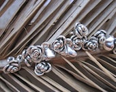 Silver Floral Rose Charms x 20