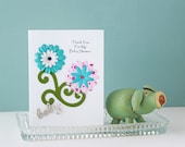 BABY SHOWER thank you card, shabby chic baby card, handmade, cottage chic card, baby paper goods,  thank you for baby gift, baby shower