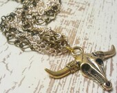 Tribal Longhorn Twisted Chain Statement Necklace