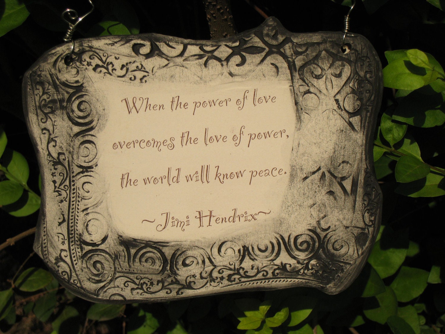 Jimi Hendrix Quote Ceramic Plaque - Graphite
