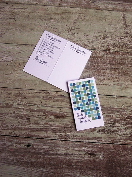 Care/Launder Instruction Gift Tags - blue squares