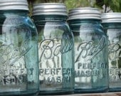 Ball Blue Mason Jar Aqua Quart with lid for home decor-wedding-vase-candle holder-Shabby Chic