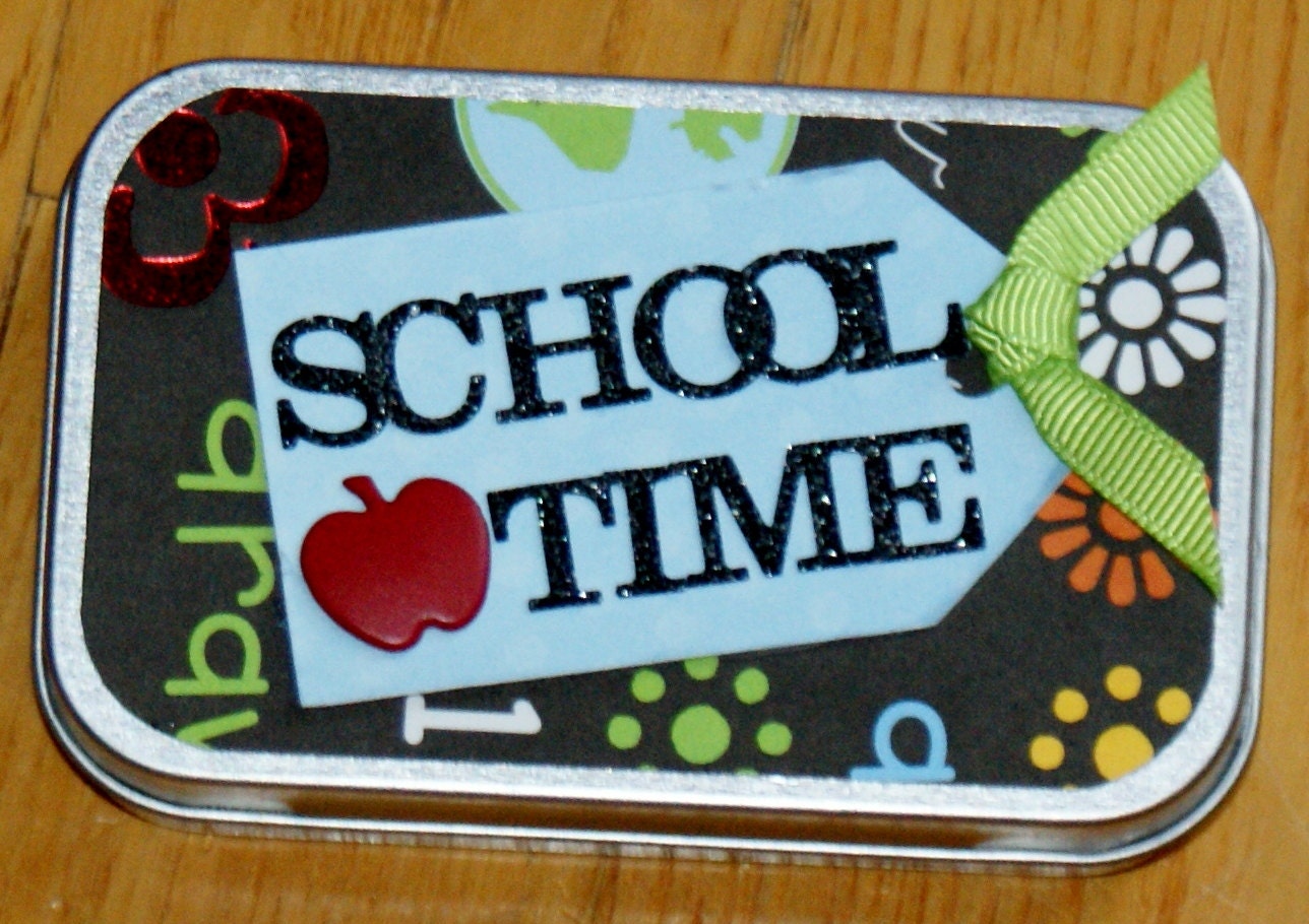 School Scrapbook Mini Album Preschool Teacher Gift Scrapbook Album in a Tin School Accordian Scrapbook Album