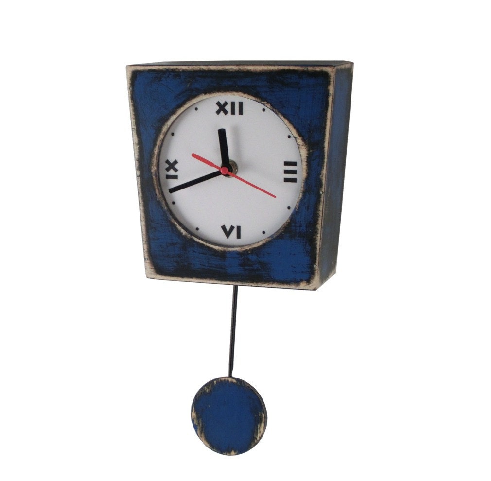 SALE - Pendulum wall clock blue - Fathers day gift