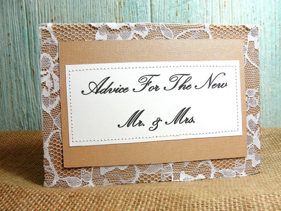 SCRIPT Wedding Sign Advice for the New Mr & Mrs, Table Card Label Rustic Elegant, Custom colors