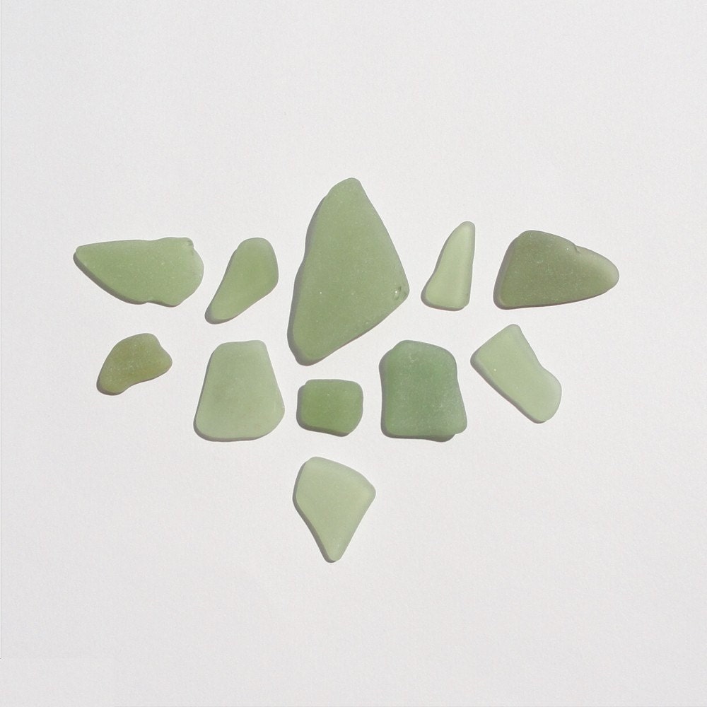 Olive Green Sea Glass Frosted Surf Tumbled for Jewelry Making and Crafts