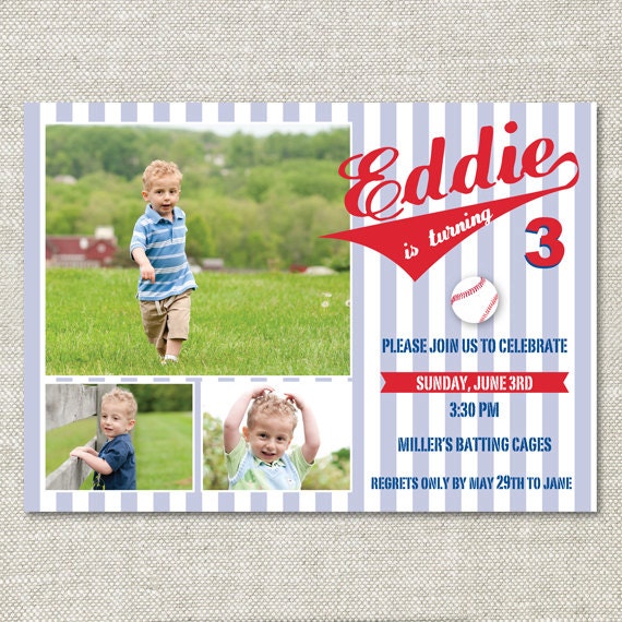 Little Slugger Baseball Theme Photo Birthday Invitation (Digital or Printed)