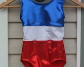 Red, white and blue patriotic gymnastics leotard
