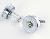 Winchester 12 Gauge Shotgun Shell Cuff Links Bullet Cufflinks Silver Tone
