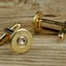 Bullet Cufflinks Cuff Links 44 Rem Magnum Brass Thin Gold Tone