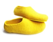 Yellow Color Sole Felted Wool Shoes Banana. Rubber Sole Non Slip. Indoors Outdoors. Women's sizes. Front Page of Etsy