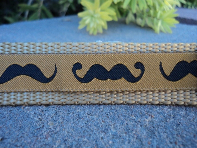 Mustache Dog Collar 3/4" Width / Choose Your Trim and Webbing Color / See Sizes in Listing img
