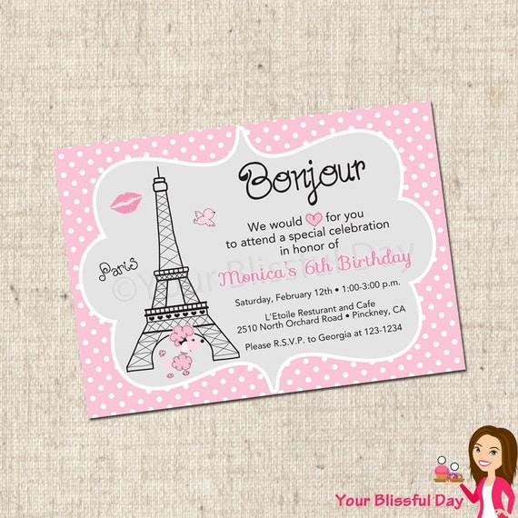 PRINTABLE Paris Party Invitation Il_570xn