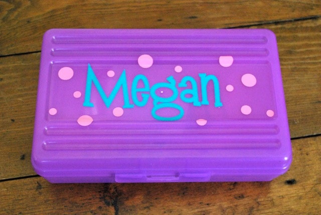 Polka Dot Personalized Pencil Box / Art Supply
