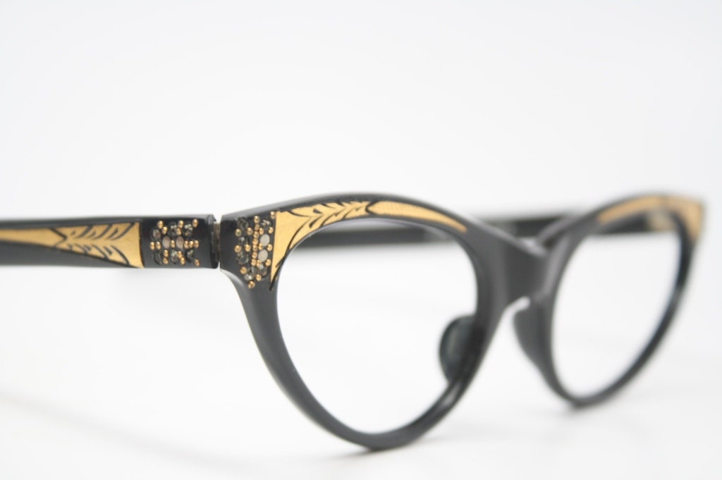 cat eye glasses rhinestone cateye eyeglasses NOS Vintage