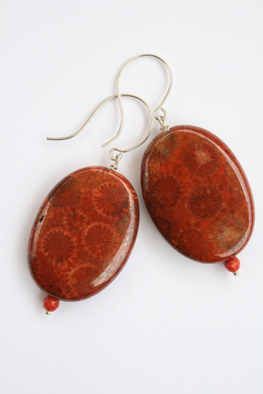 Fossilized Coral Earrings