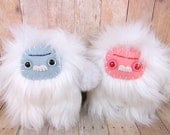 Plush baby yeti monster toy pink blue albino white stuffed animal CHOOSE ONE