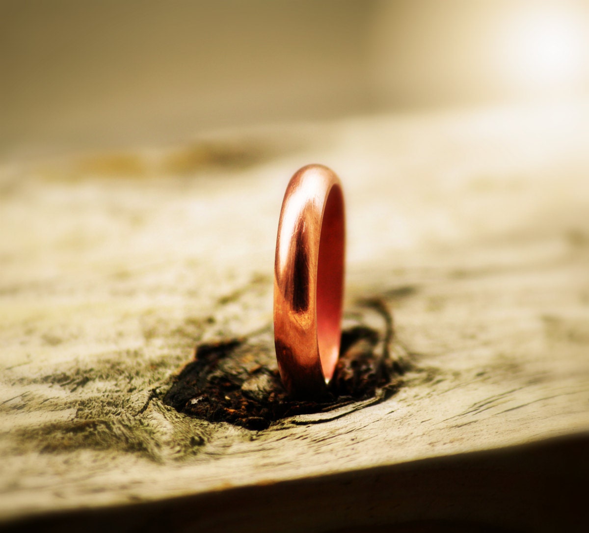 Mens Rustic  Thick 4mm Copper Ring, Bold Sturdy Copper Ring, For Him, Copper Wedding Band