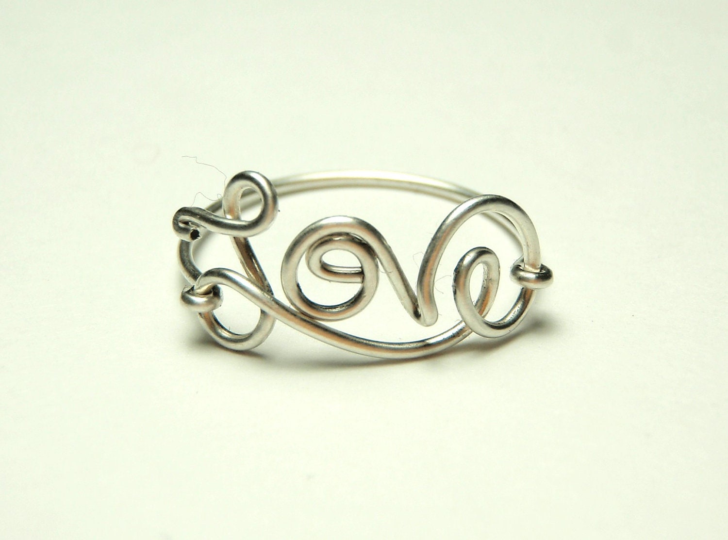 Love ring- Sterling silver wire rings-  cute script love wire ring- by Dereck Mlz- keoops8 shop-