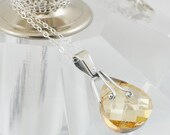 SALE 15% OFF Golden Shadow Handmade Swarovski Crystal Briolette Necklace - Sterling Silver