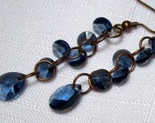 Denim and Copper Drop Earrings