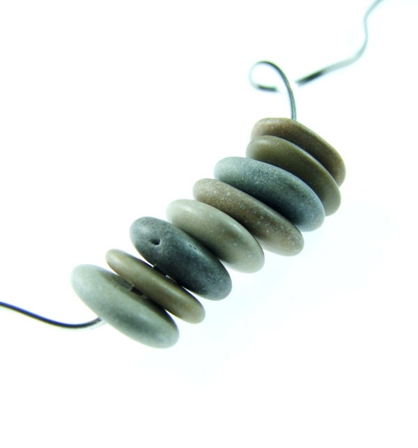 Center Drilled Donuts Beach Stones 8 psc